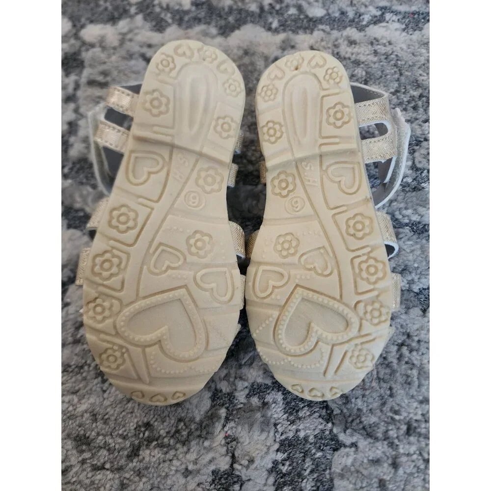 S.H. Toddler Girls Glittery Butterfly Slip-On Sandals Cream/Silver Size 6